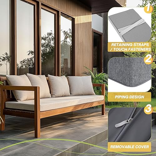 Miniatura 4 de RULAER Cojín de banco de 36 pulgadas para muebles de interior, resistente a la intemperie, cojín de asiento de banco de patio, duradero, lavable (36