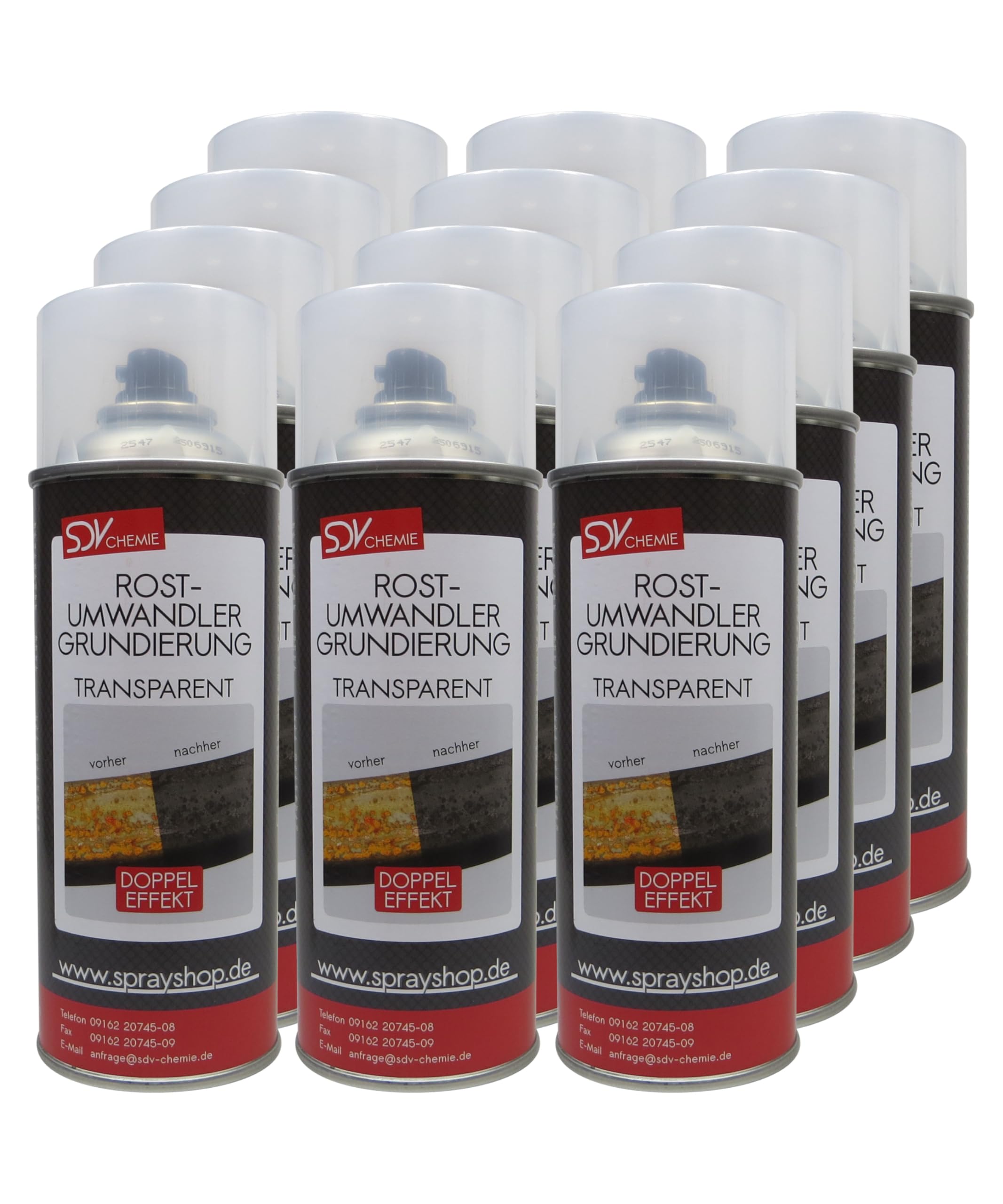SDV Chemie Rostumwandler Spray 12x 400ml Anti Rostspray 2in1 | Rostsanierer und Grundierung