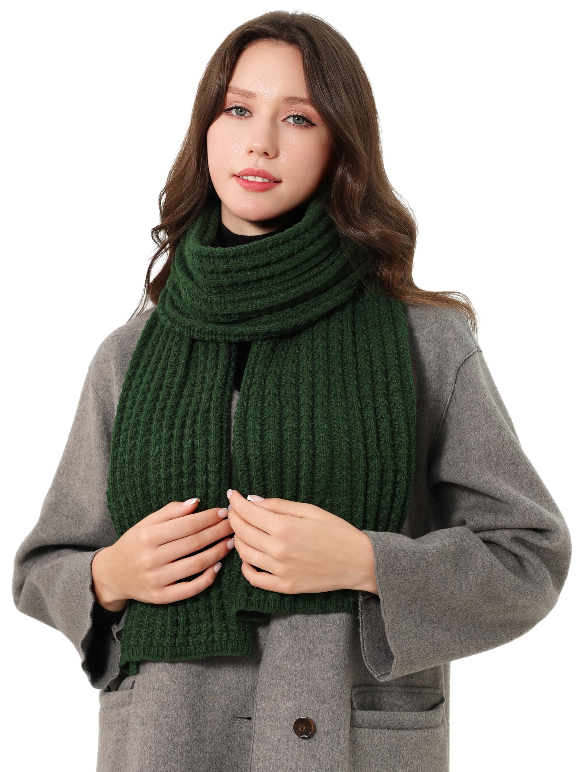 DonDon scarf for women uk winter scarf knitted scarf - Dark green
