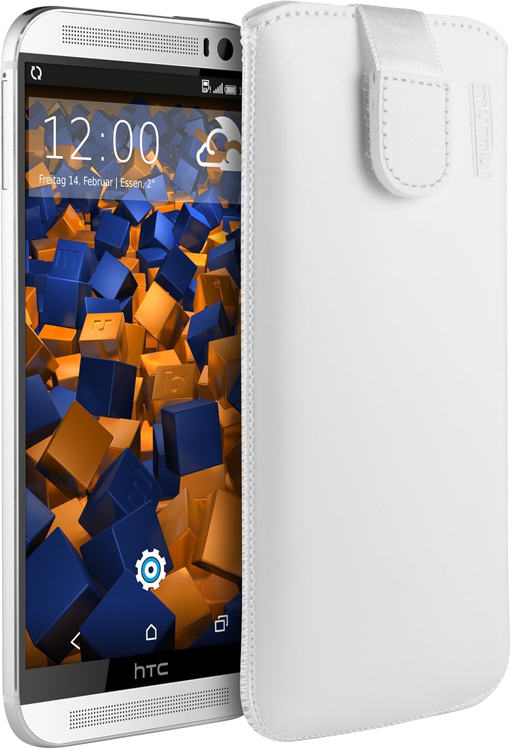 mumbi Genuine Leather Case Compatible with HTC One M8 / M8s White