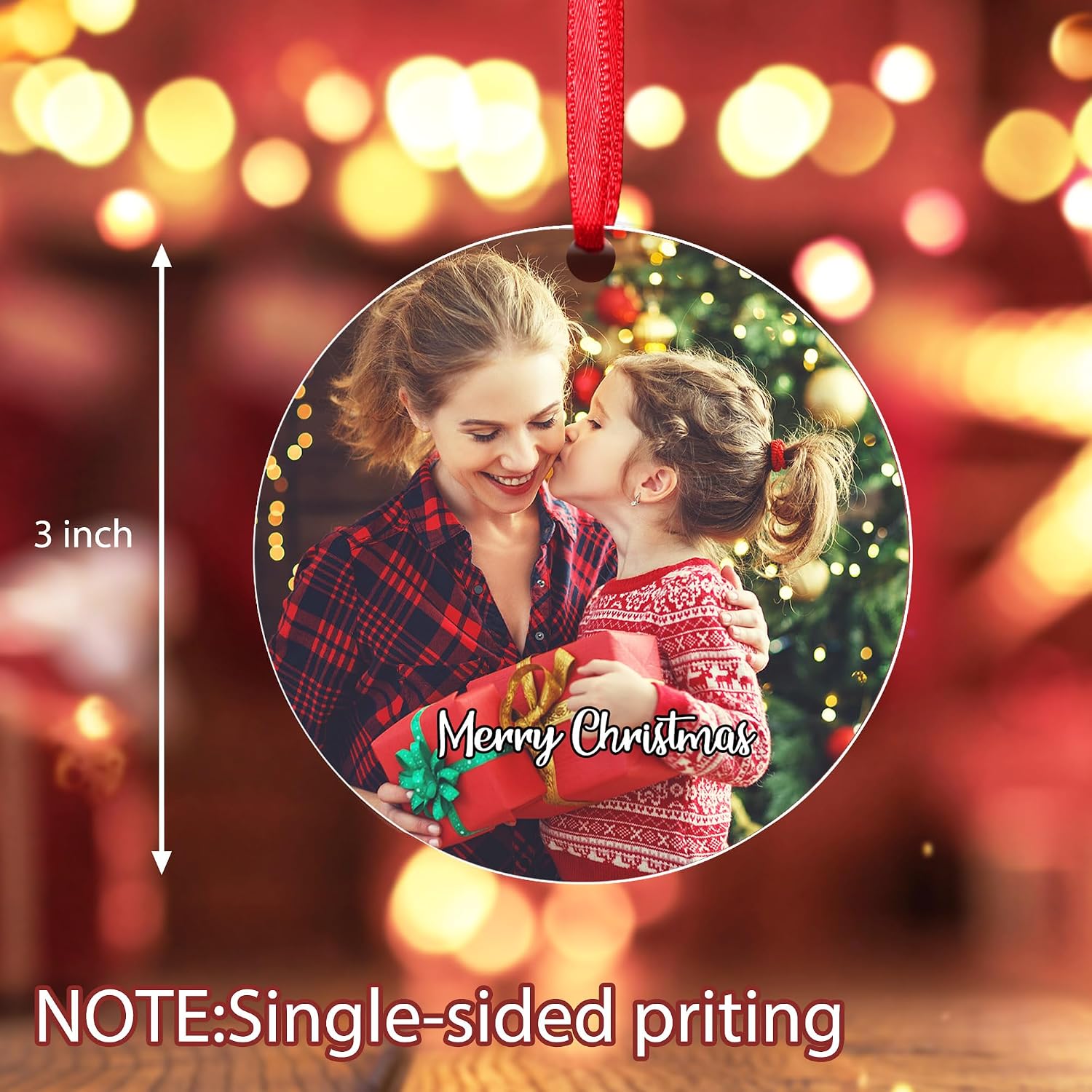 Personalized Christmas Acrylic Ornament Custom Photo Text Christmas Tree Decorations Customized Hanging Ornament Gift for Christmas Birthday 2024