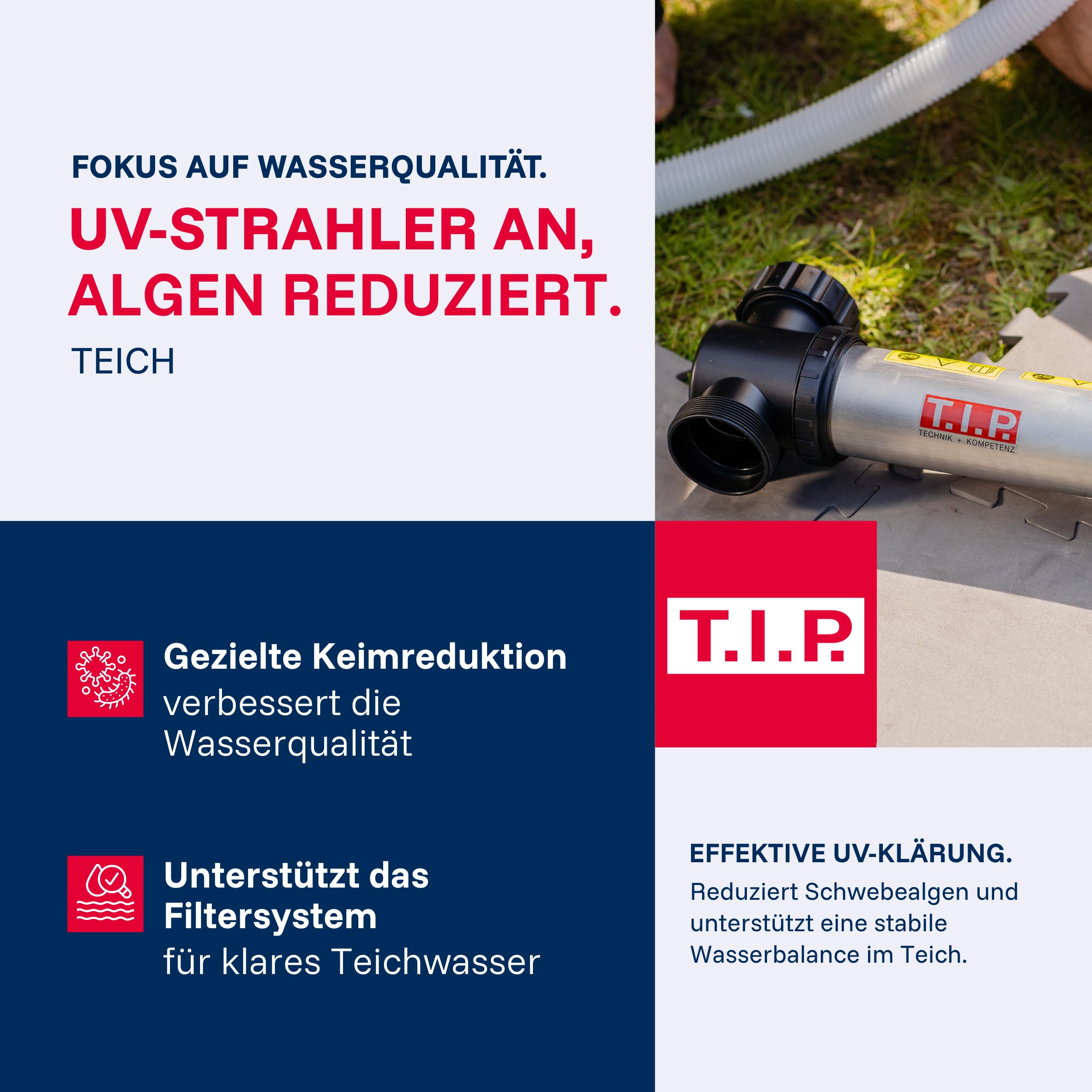 T.I.P. UV-C-Strahler 11W für Teiche bis 10.000L reduziert Algen & Bakterien, 30432
