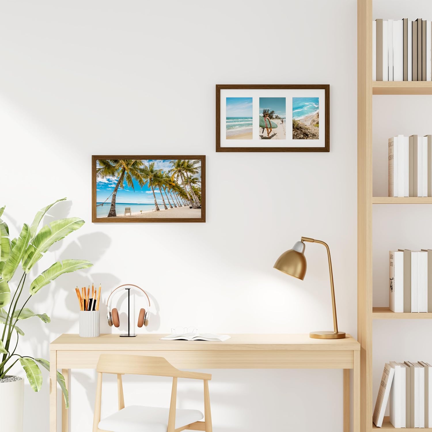 decorUhome 8x14 Picture Frames Collage Wall Decor, Display 3Pcs 4x6 Photos with Mat or 1Pcs 8x14 Unmatted, 3 4x6 Collage Picture Frames for Wall Mounting, Brown - Image 5