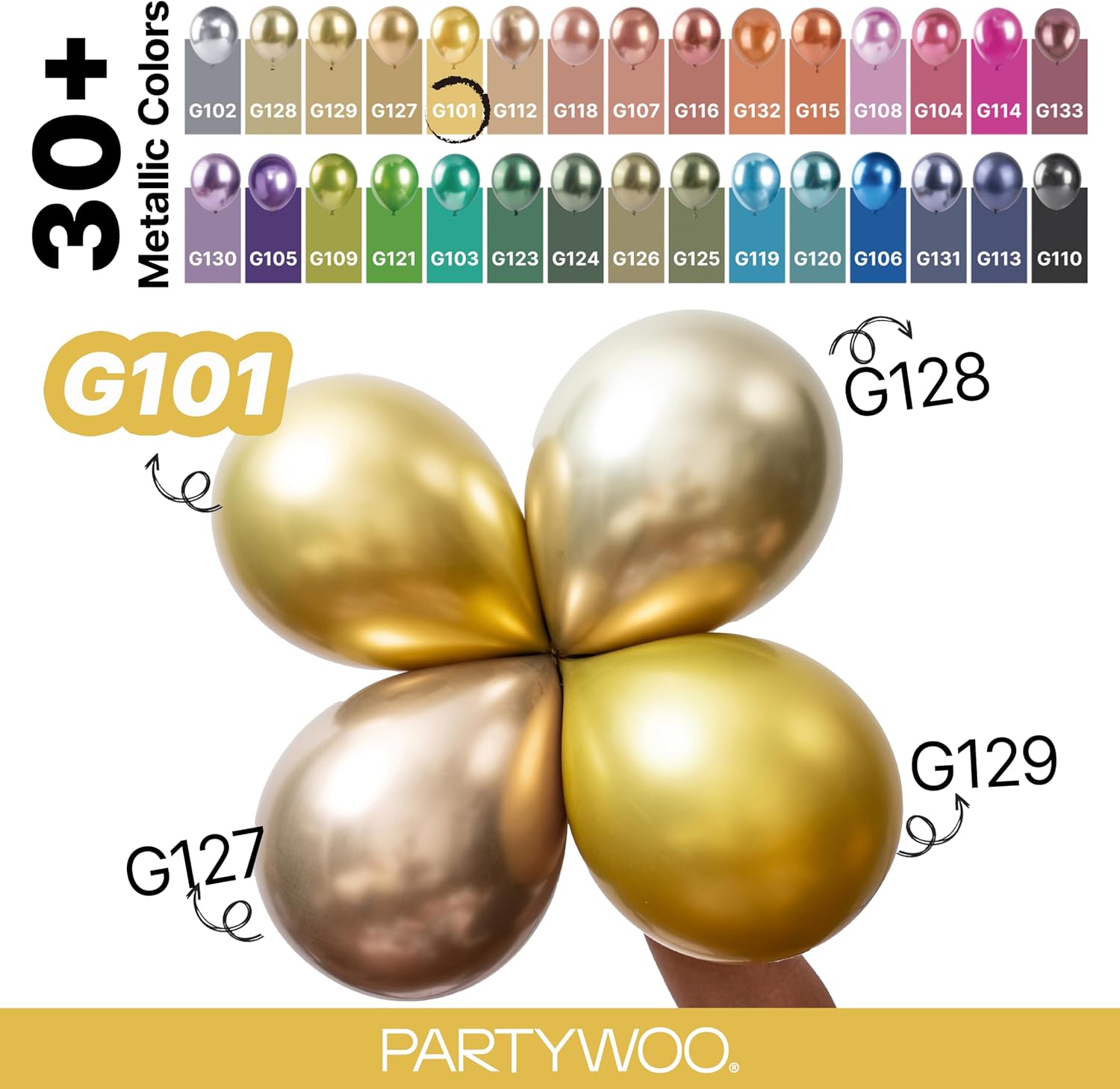 PartyWoo Gold Balloons 140pcs Different Sizes of 18 12 10 5 Inch Gold Balloon Arch Kit Garland for Birthday Wedding Anniversary Baby Shower Graduation Retirement Casino Party Decorations Gold-G101 thumbnail