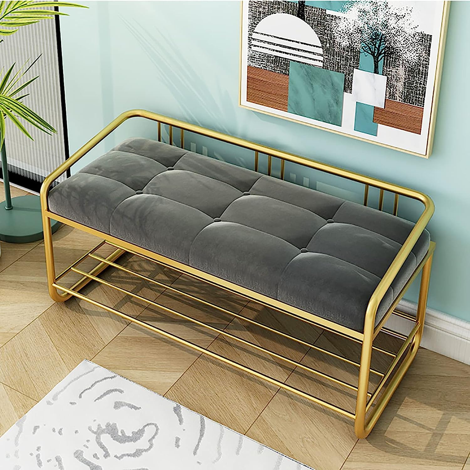 Banc à chaussures en velours doux pour sublimer votre hall