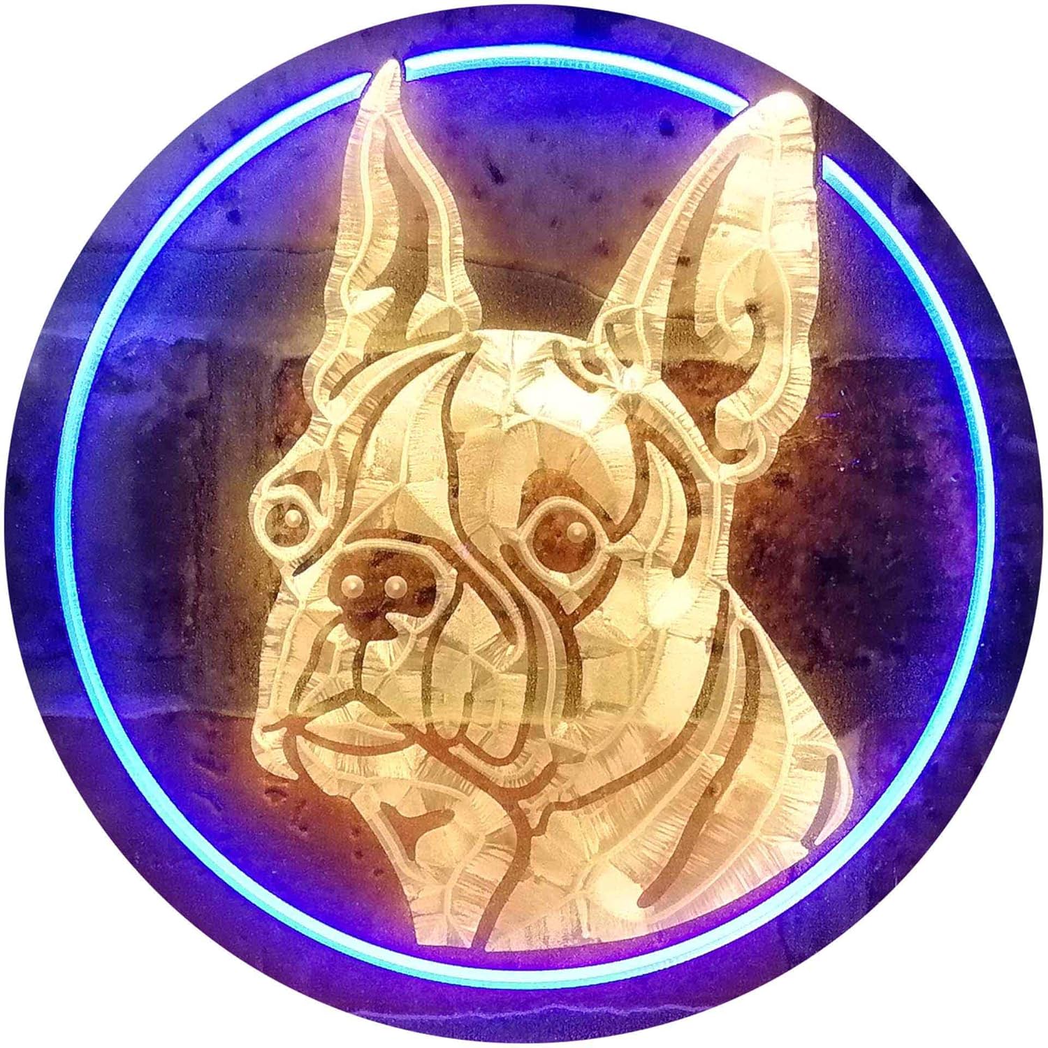 ADVPRO Boston Terrier Dog Bedroom Dual Color LED Neon Sign Blue & Yellow 12" x 8.5" st6s32-i0656-by