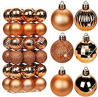 Vista 9 de Adornos de Navidad marrones de 1.57 pulgadas para árbol de Navidad, 36 piezas de mini esferas inastillables, decoración de árbol de Navidad, bolas