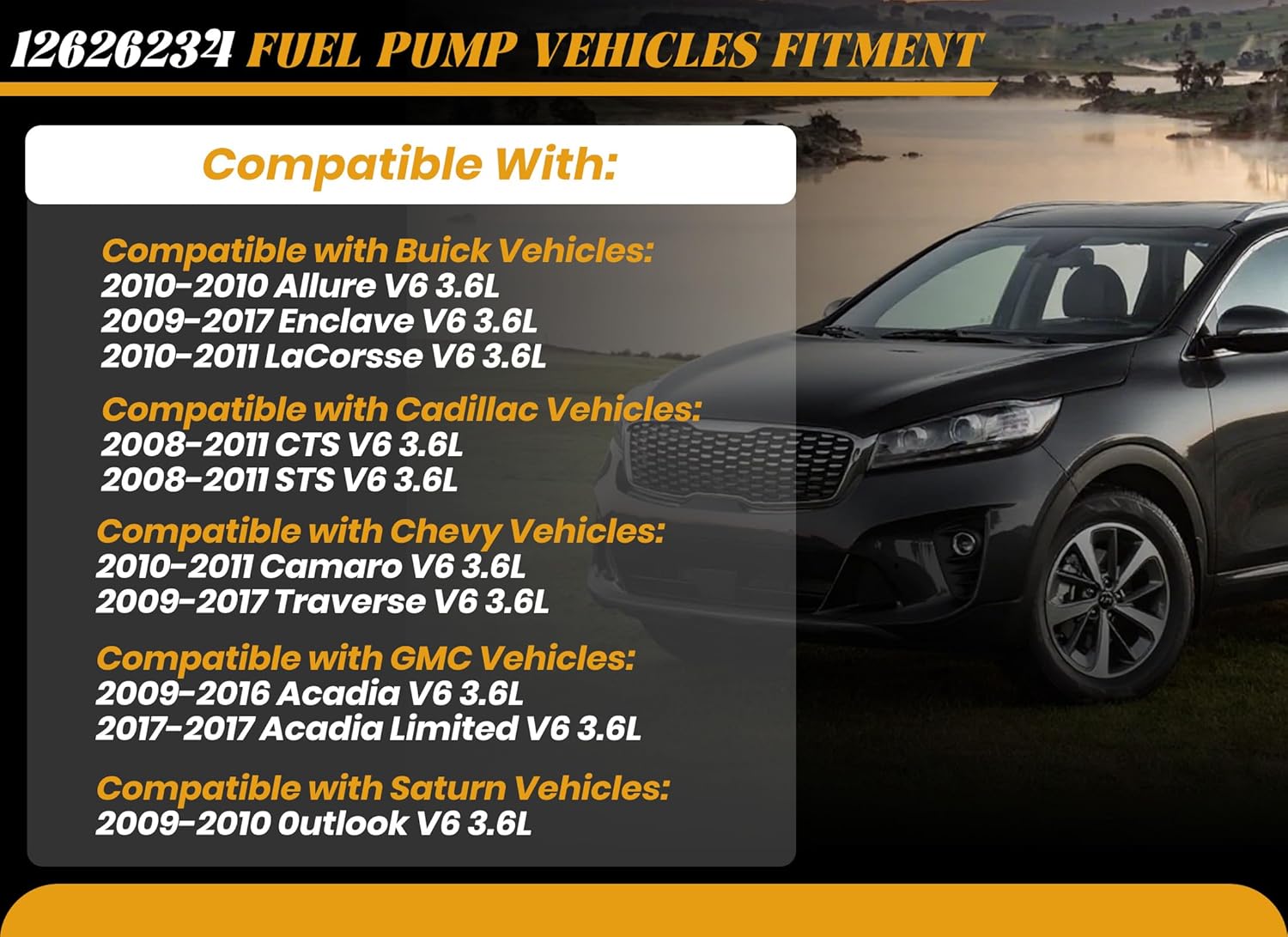 12626234 High Pressure Fuel Pump Compatible with Chevy Traverse, Camaro 2010-2017, Electric Fuel Pump Fit for Buick Allure Enclave LaCorsse GMC Acadia Limited 2009-2017, Saturn Outlook 2009-2010