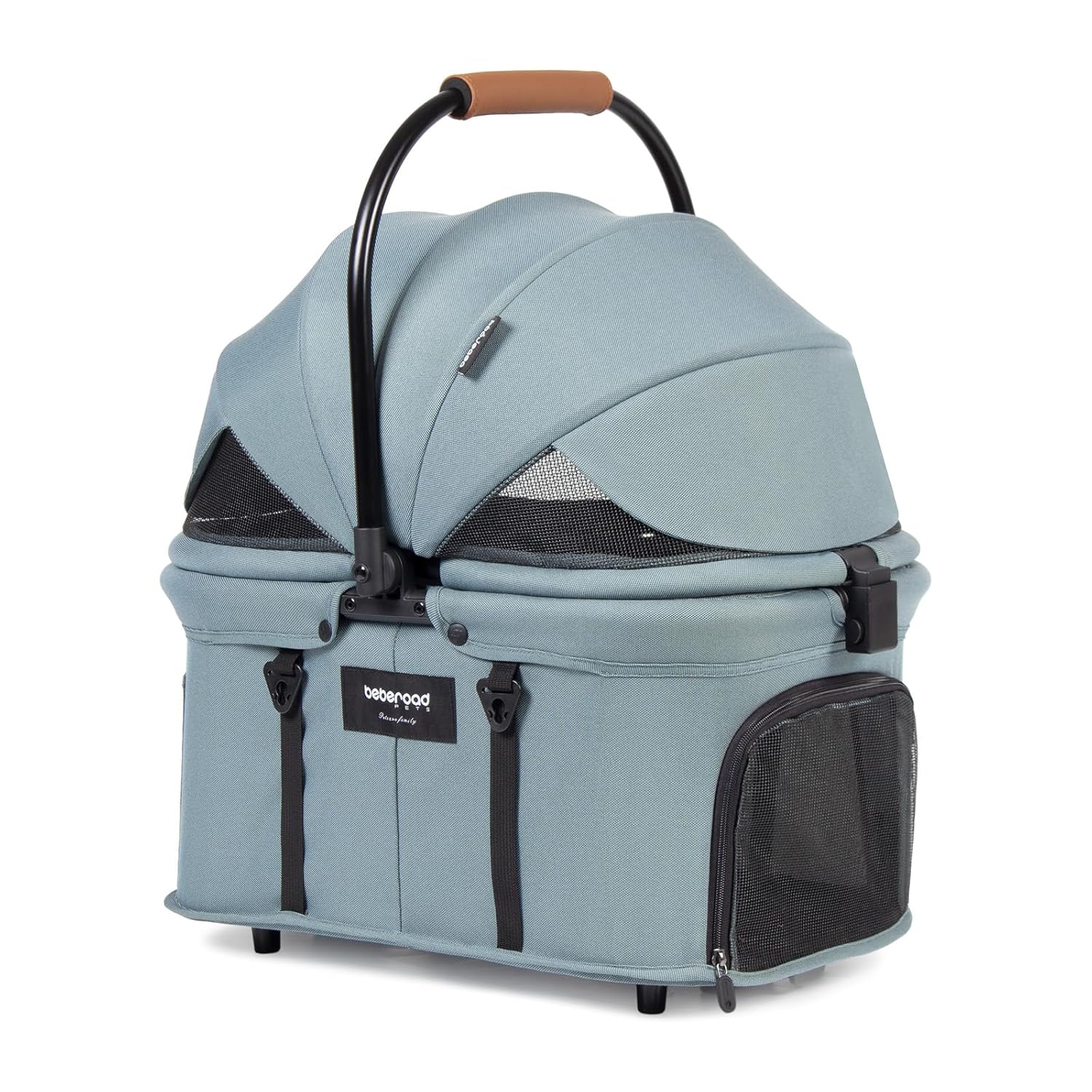 Beberoad Portable Pet Carrier for Small Dogs & Cats – 180° Canopy (Green)