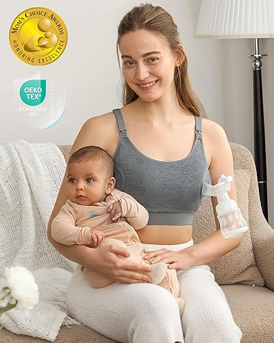 Vista 6 de Momcozy - Brasier para extracción de leche y lactancia, manos libres, ajustable, brasier todo en uno