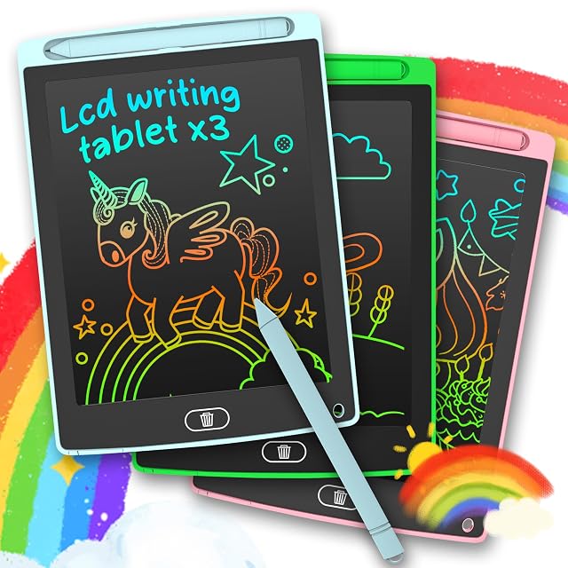 3 Pack LCD Writing Tablet Colorful Toddler Drawing Tablet Doodle Board for Kids Erasable Reusable Electronic Drawing Pad