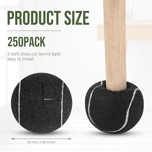 Miniatura 2 de Macarrie 250 pelotas de tenis precortadas para sillas, sillas de pelota de tenis, cubiertas de pies, pelotas para patas de muebles para aula,