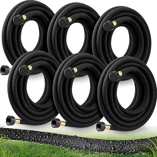 Weysat Manguera de remojo de goma de 12 pulgada, 6 unidades, para camas de jardín, 25 pies, manguera de riego por goteo de goma a prueba de fugas,