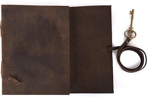 Miniatura 36 de Diario de viaje de cuero, cuaderno encuadernado vintage hecho a mano para hombres y mujeres, acabado antiguo, cuero de búfalo auténtico, papel