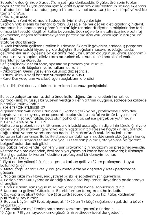 Transformacion 5’Li Profesyonel El Eğesi Ve Törpü Seti - Ahşap Törpüsü - Ağaç Törpüsü Endüstriyel Karbon Çelik