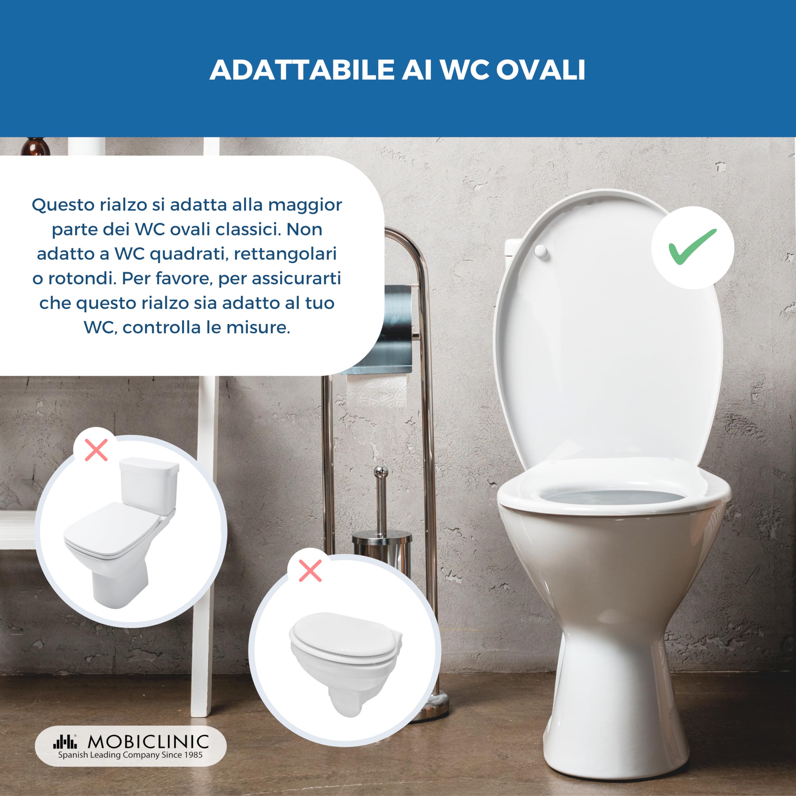 Mobiclinic, Rialzo per wc, Cibeles, Alza water anziani, Marchio europeo, Braccioli imbottiti, Con maniglie, Ausili il bagno, Disabili, Mobilità ridotta, Bidet, 10 cm