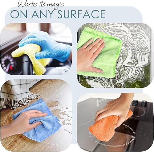 Miniatura 5 de Hearth & Harbor Paño de limpieza de microfibra, toallas de microfibra para automóviles, paquete de 144 paños de limpieza, trapos de limpieza rojos,