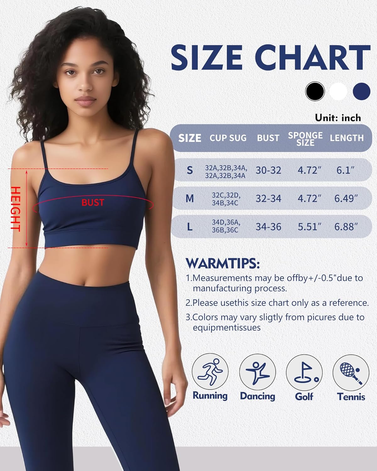 Women Sports Bras Adjustable Spaghetti Strap Bralettes, Scoop Neck Wireless Padded Tank Top Workout Yoga Top Basic Camisole - Image 5