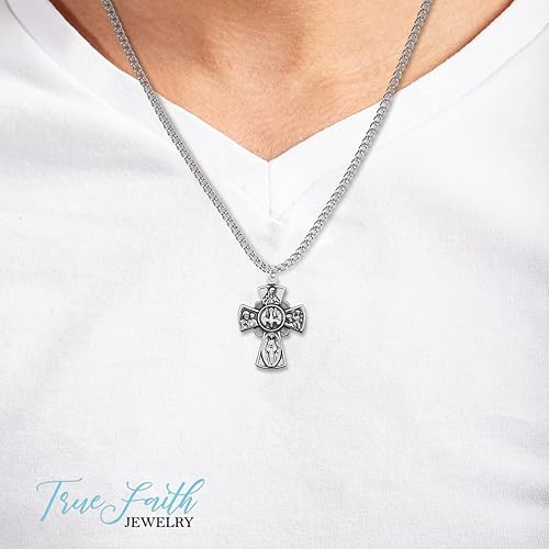 Miniatura 4 de True Faith Jewelry Sterling Silver 5 Way Medal Cross Medal Pendant Necklace Religious Jewelry