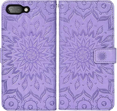 Miniatura 4 de Asuwish Funda de teléfono para BlackBerry KEY2 con protector de pantalla de vidrio templado y cuero de girasol, funda delgada con tapa abatible para