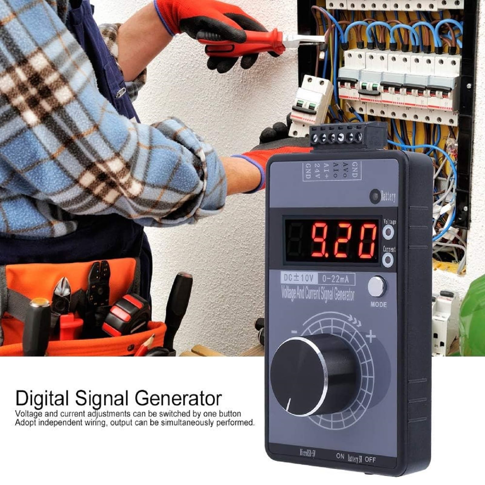 GéNéRateur de Signaux de Courant Et de Tension, GéNéRateur de Signal Portable Dc 0-10 V 0/4-20 Ma, Affichage RéGlable à 4 Chiffres, Utilisé Pour Plc, DéBogage de Panneau, Test D'éQuipement