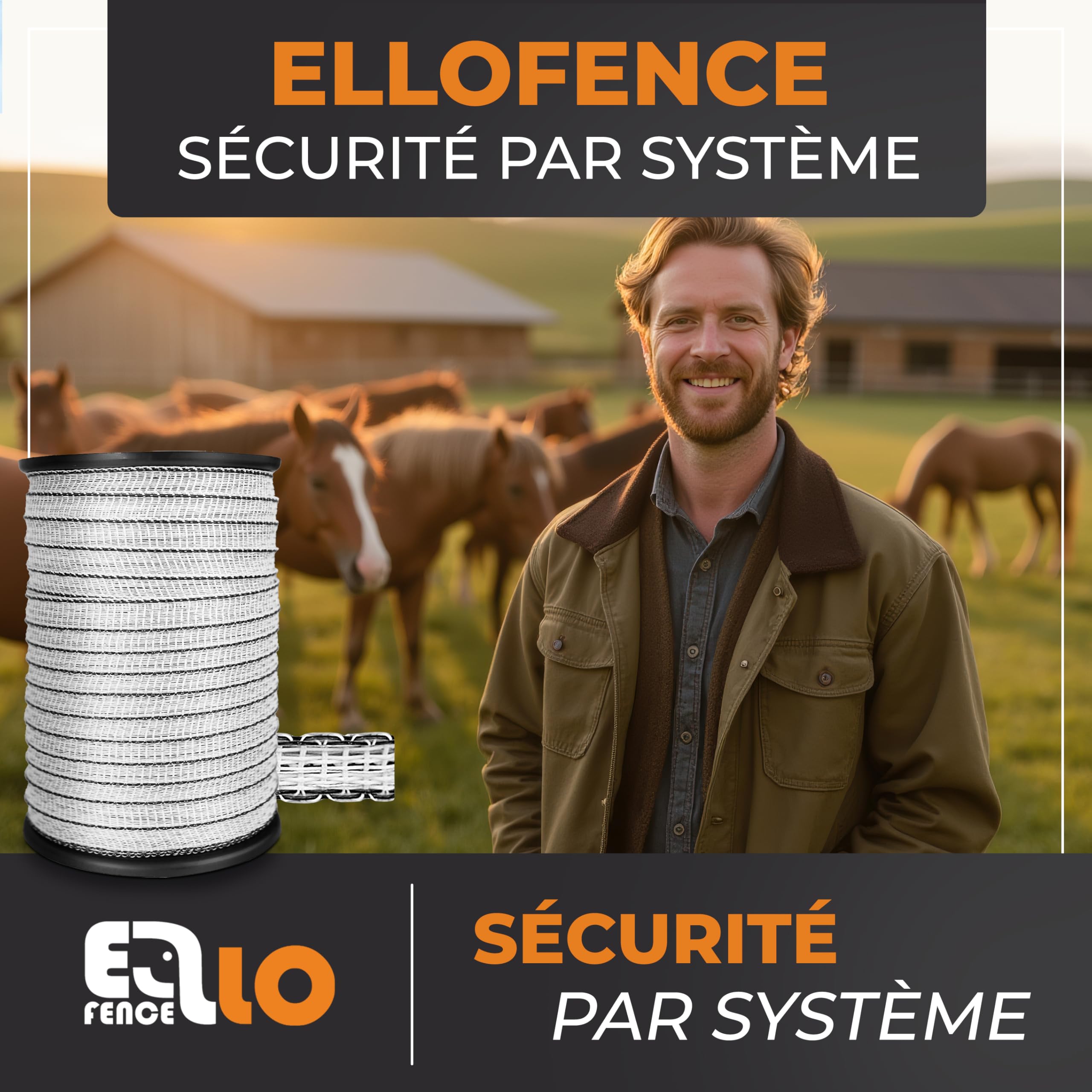 Ruban clôture électrique 20mm x 200m – Ruban conducteur robuste et résistant UV – Accessoire fiable pour pâturage et enclos animaux