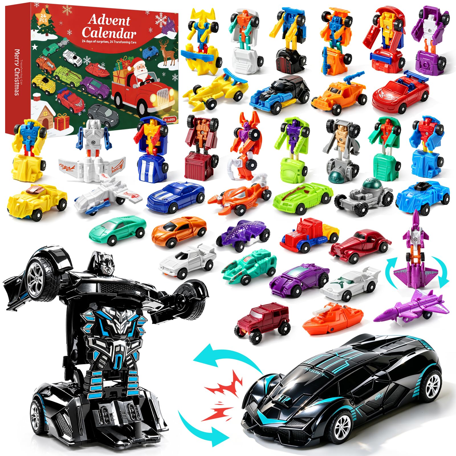 Advent Calendar 2026 Transforming Cars Robot Toys for Boys