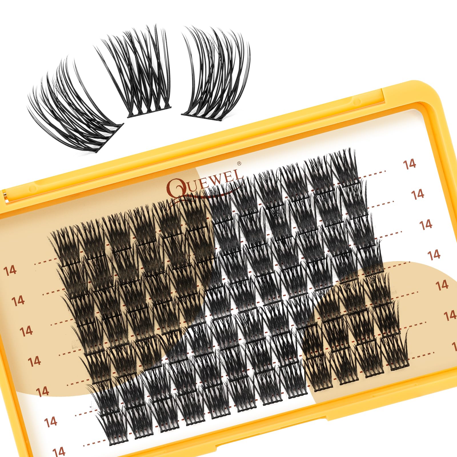 QUEWEL DIY Cluster Lashes - Individual Volume False Eyelashes, Soft & Light, Segmented, For Makeup Home Use (Honey01-D-MIX8-16mm) — view 43