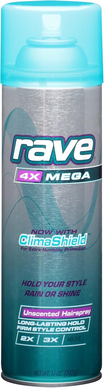 Rave 4x Mega Aerosol Hair Spray Unscented 11 Oz,Pack of 1