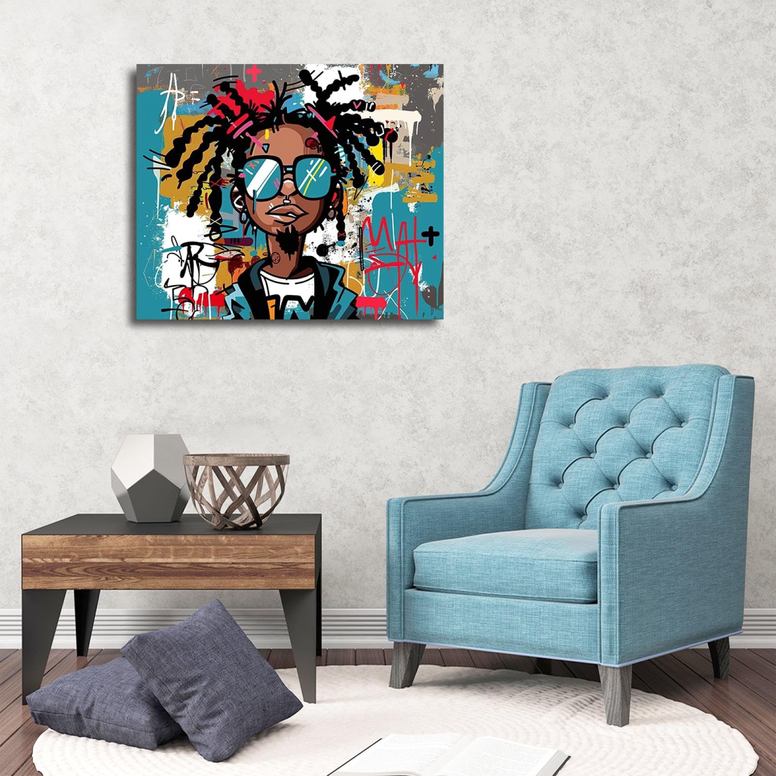 Hip Hop Stile Tela Pittura Pop Art Opere d'Arte Moderna Home Decor per Soggiorno Camera da letto Ufficio Stile Graffiti Immagini Creative 80x110cm Innerframe
