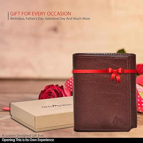 Miniatura 6 de NeoMonte Carteras de cuero RFID con bolsillo frontal para hombre 9 tarjetas de crédito 2 tarjetas de identificación billetera triple delgada