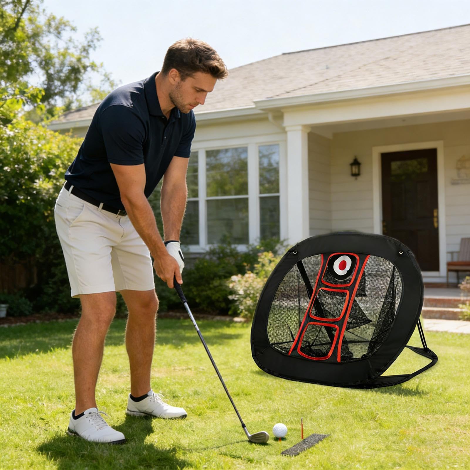Siatka Do Chippingu Golf Tarcza Treningowa Składana Z Nylonu | Asystent Chipowania Siatka Golfowa Na Ogród Do Ćwiczenia Swing W Domu Ogrodzie Dla Mężczyzn Kobiet Golfistów