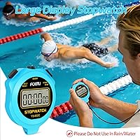 Vista 5 de FCXJTU Digital Simple Stopwatch Timer, No Bells, No Alarm, Simple Basic Operation, Silent, Clear Display, ON/Off, Large Display for Swimming Running