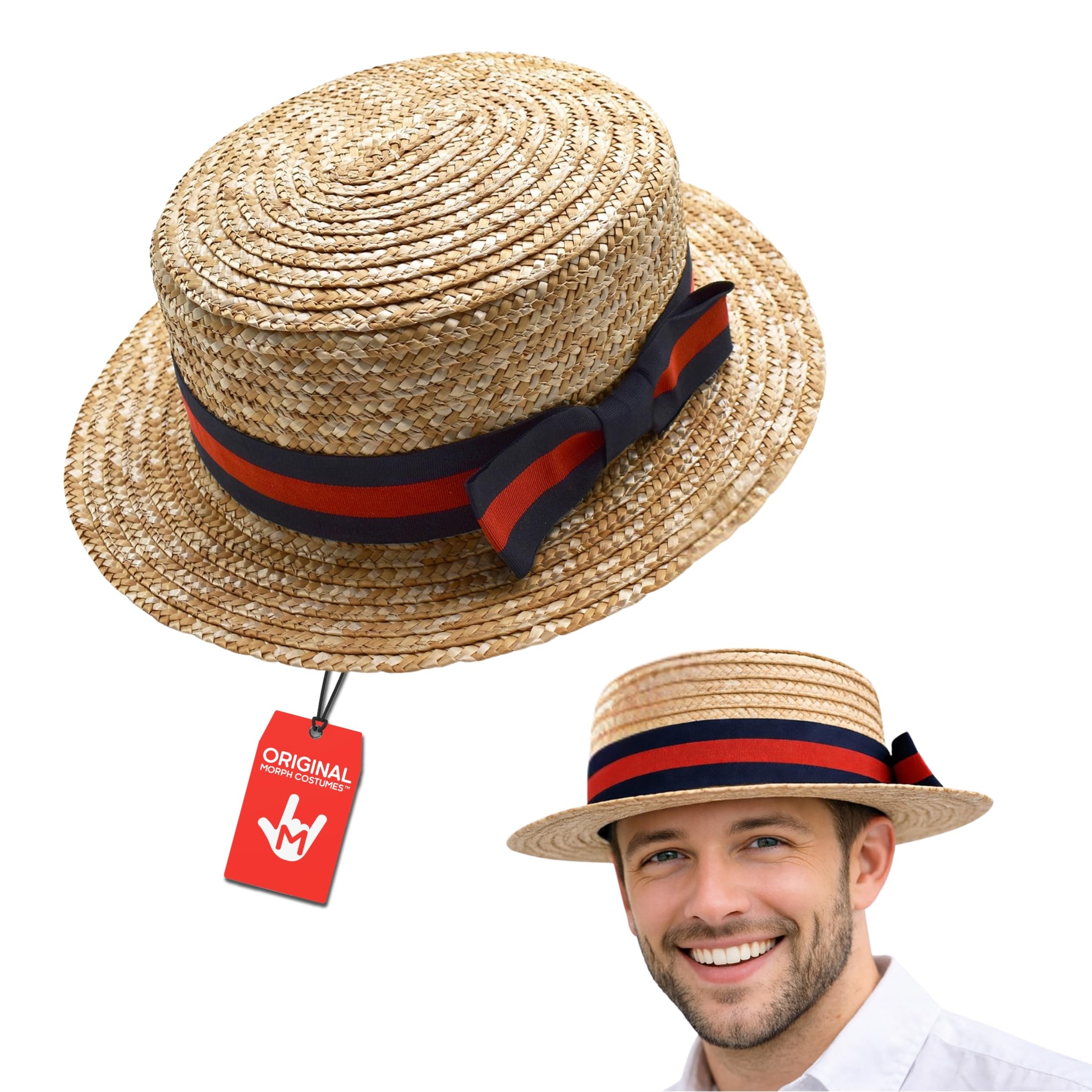 Nicky Bigs Novelties Adult Straw Skimmer Hat - Straw Braid Wide
