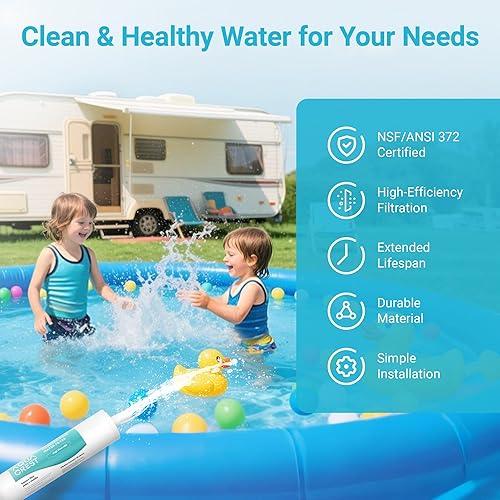 Miniatura 9 de AQUA CREST Filtro de agua XL para caravana, prefiltro de extremo de manguera de jardín para piscina, bañera de hidromasaje, spa, reduce el cloro,