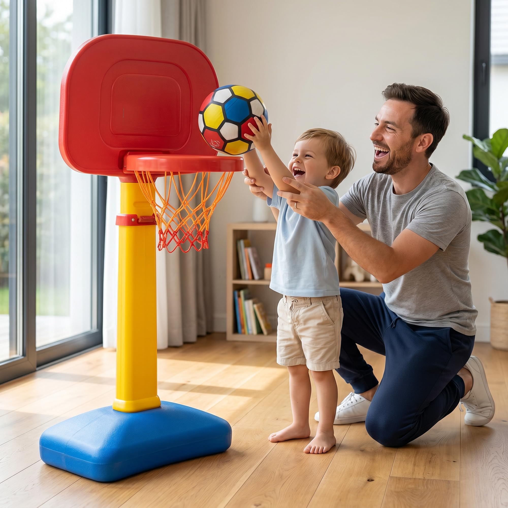 Baybee Multi Activity Sports Basketball for Kids | Indoor Outdoor Play area Setup for Kids |Adjustable Basketball Set Toys with Ball | Basketball Stand Set Toy Baby Basket Ball for Babies (Basketball) 1
