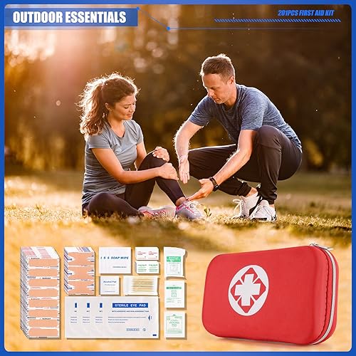 Miniatura 7 de Mini kit de primeros auxilios de viaje, kit de emergencia con 201 piezas de suministros de primeros auxilios y bolsa compacta impermeable, kit