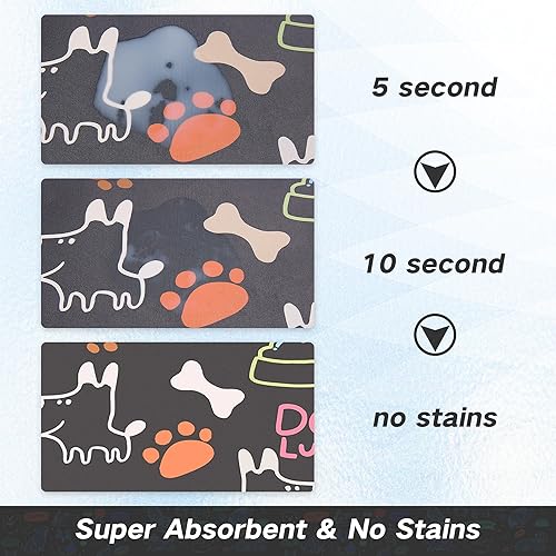 Miniatura 3 de Alfombrilla de alimentación para mascotas, tapete absorbente para alimentos y agua, sin manchas, de secado rápido, dispensador de agua para perros