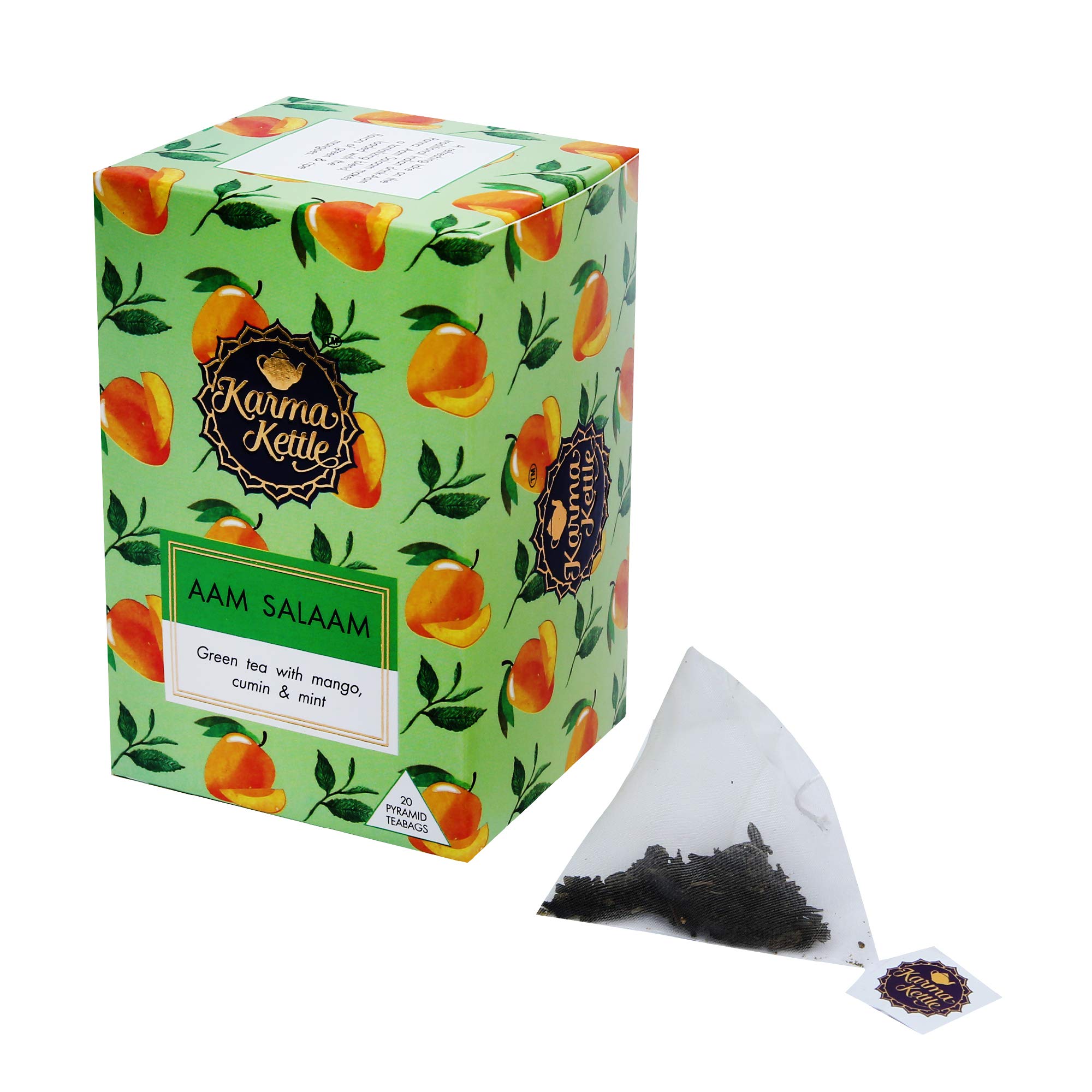 Karma Kettle Karma Kettle, Aam Salaam- Mango Tea, Black Tea with Mangoes & Cumin, Fruit Tea, Healthy and Delicious, No Added Sugar, Low in Calories, 20 Pyramid Teabags, 530 g - Image 4 thumbnail