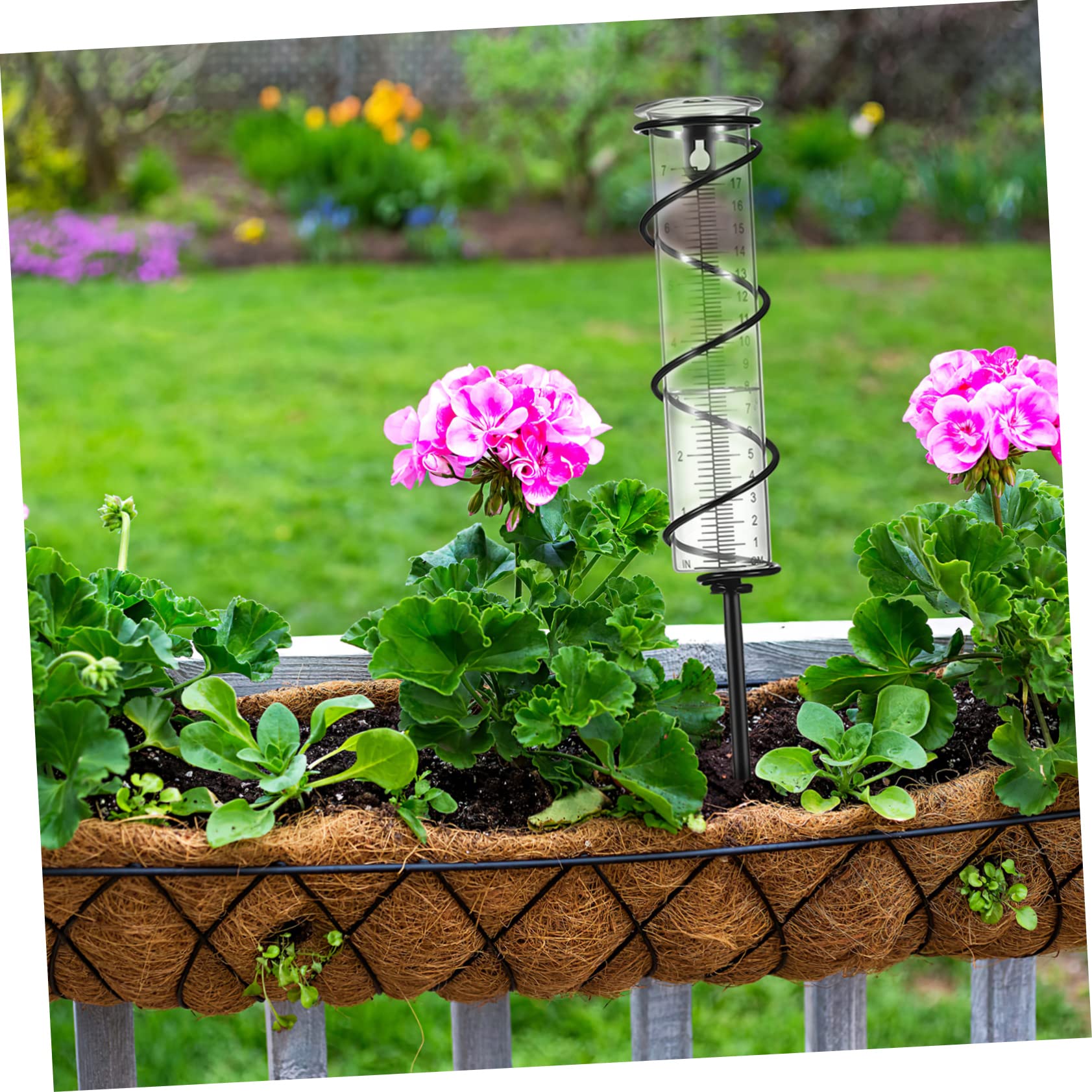 Kisangel Regenmesser Glas 7 Zoll mit Metallhalterung und Erdspieß Präzisions Niederschlagsmesser für Garten Außen Wetterfestes Ersatzrohr Satz