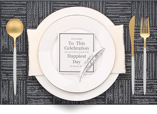 Miniatura 37 de Manteles individuales de plástico, juego de 6 manteles individuales lavables antideslizantes para mesa de comedor, manteles individuales de mesa