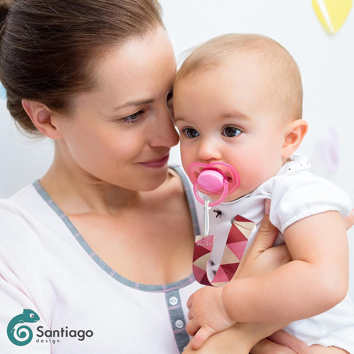 Santiago Design Baby Pacifier Clips Multi Color, 4 Pack Universal Holder Leash for Boys and Girls, Teething Toys Teethers, Baby Necessities : Baby