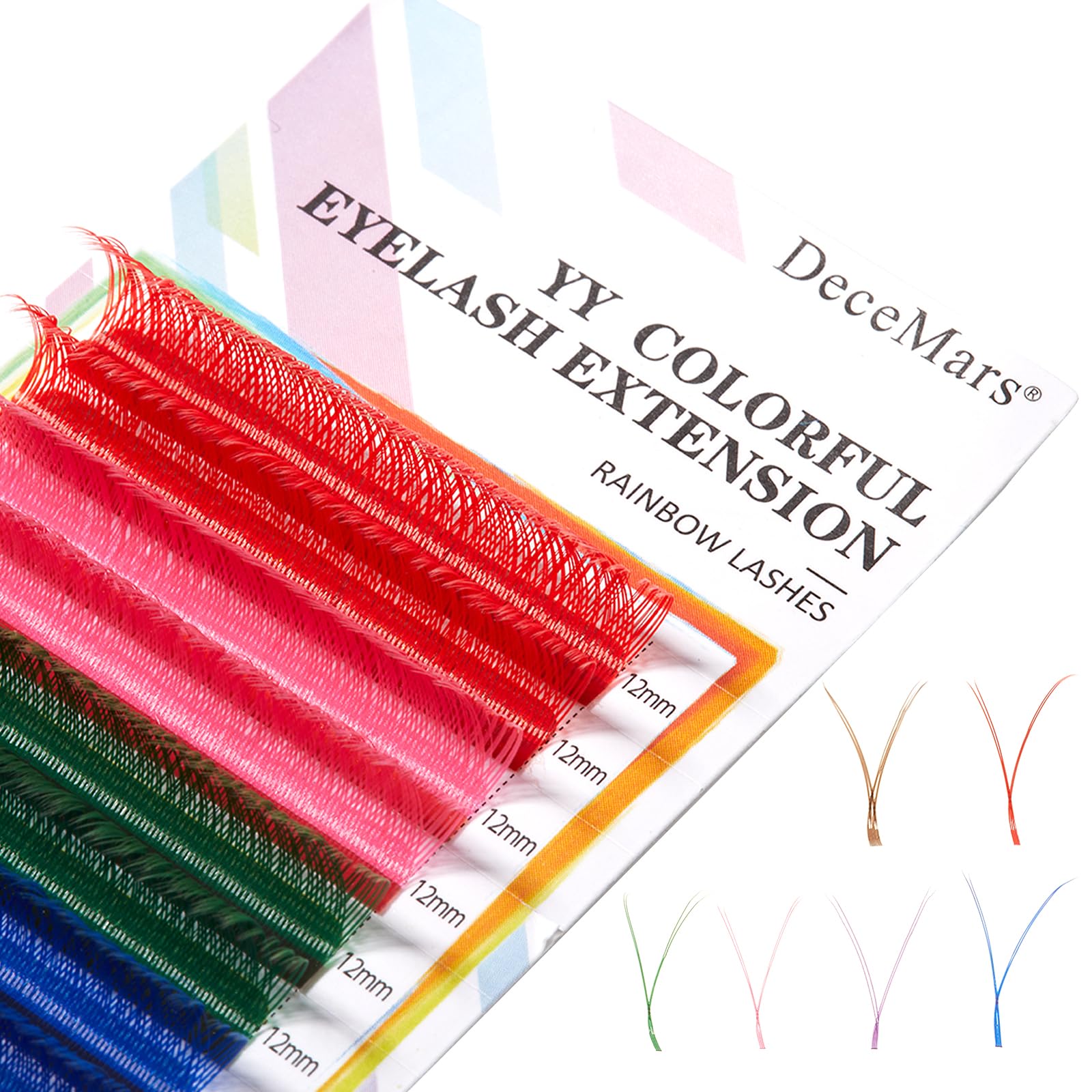 Colored 4D YY Eyelash Extensions D Curl 0.07mm 15mm Easy Fans 2D Y Shaped Premade Volume Individual Flase Lashes Supplies for New Year Christmas