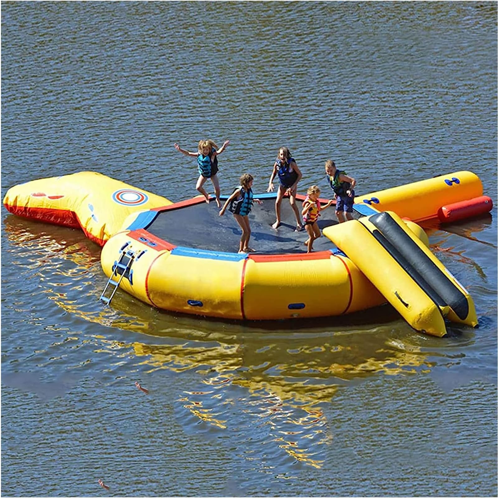 Trampoline À Eau Gonflable, Trampoline À Eau De Mer, Trampoline À Eau Flottante, Pataugeoire, Plate-Forme avec Pompe À Air, Parc Aquatique À Lit Rebondissant