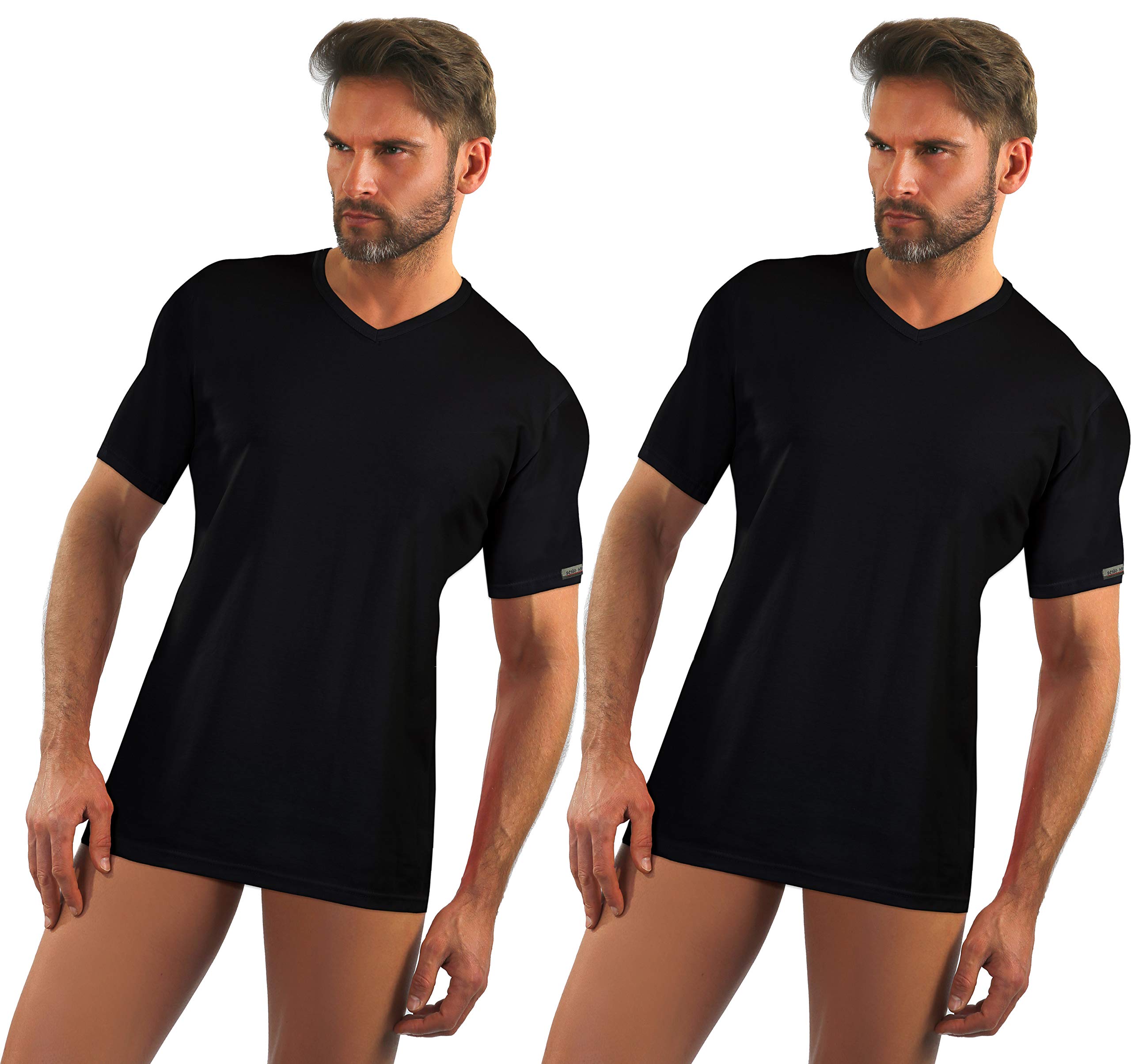 Sesto Senso Hombre Camiseta Cuello En V Algodón Manga Corta Pack de 2