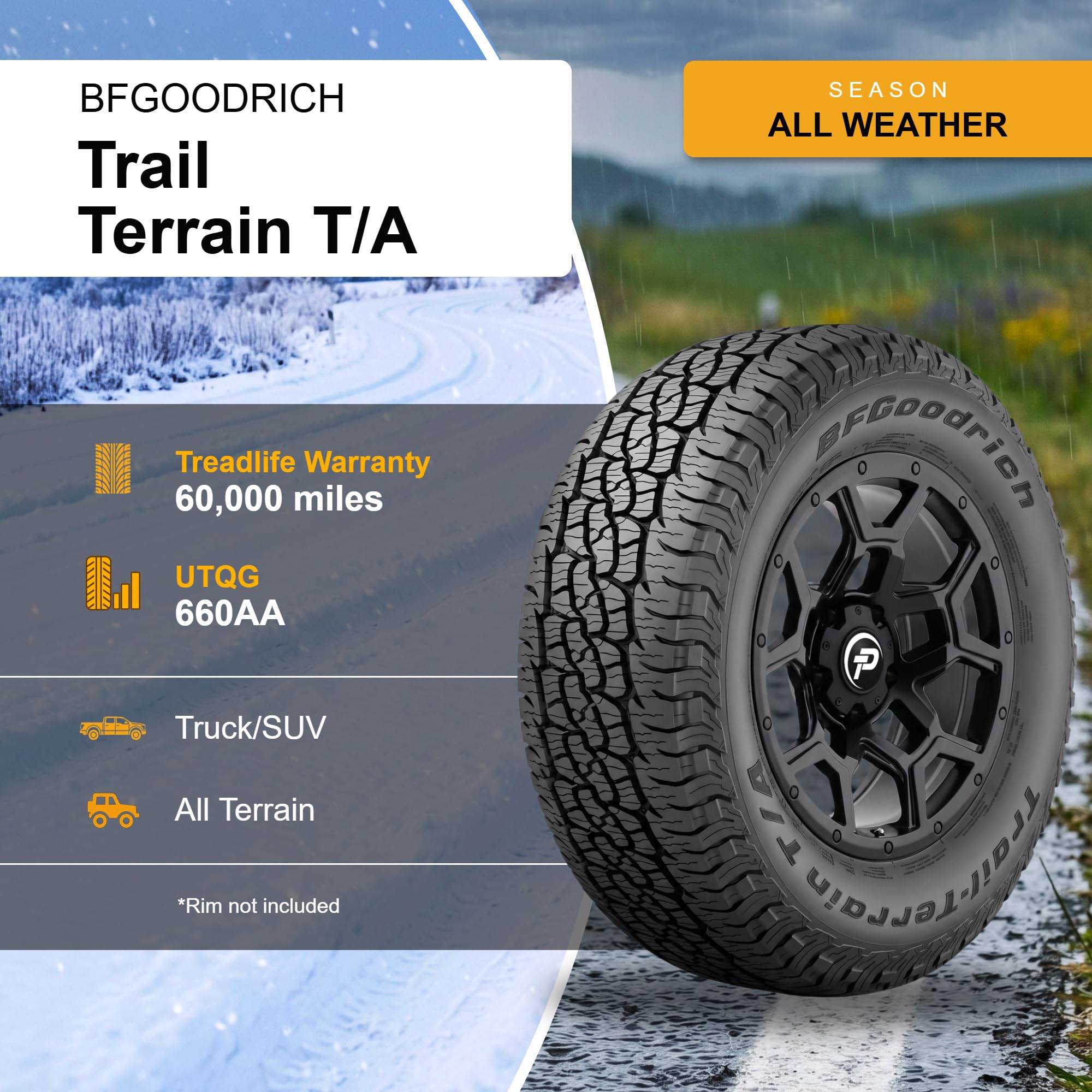 BFGoodrich Trail-Terrain T/A On and Off-Road Tire for Light Trucks