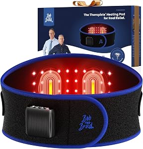 BOB AND BRAD ThermoRed Heating Pad Belt Massager for Lower Back Support, Cordless Wearable Near Infrared Heat & Red Light Lumbar Back Wrap with Adjustable Vibration, Gift for Family