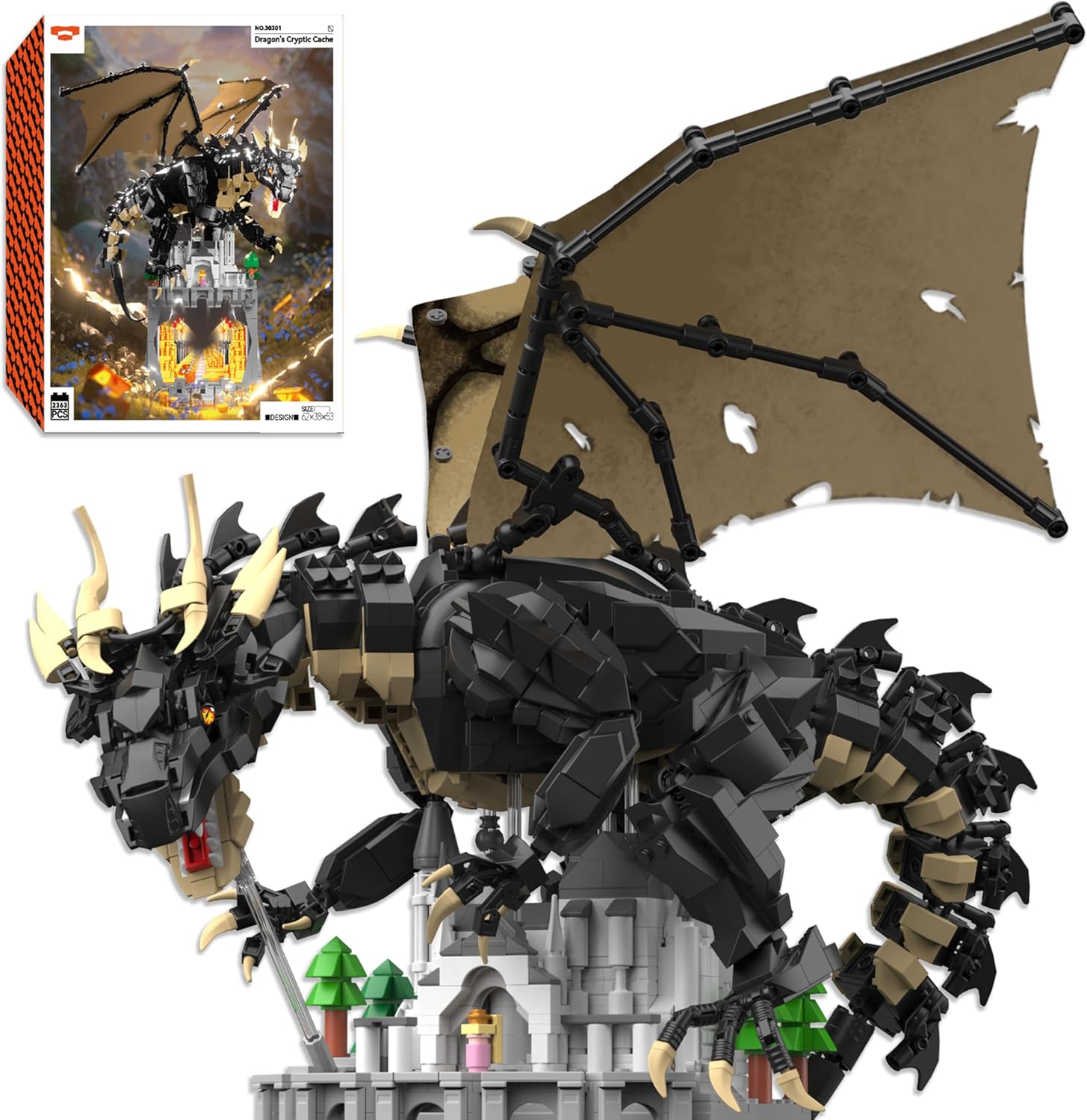 Dragon Building Toys, Medieval Building Blocks Set for Adults Teens 14+ Years Old Boys Girls DIY Model Building Kits, Hobbies Decor Graduation Birthday Housewarming (2363PCS)