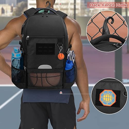 Miniatura 6 de DSLEAF Mochila de baloncesto para hombres, bolsa de fútbol con compartimento para pelotas y compartimento para zapatos para baloncesto, fútbol,