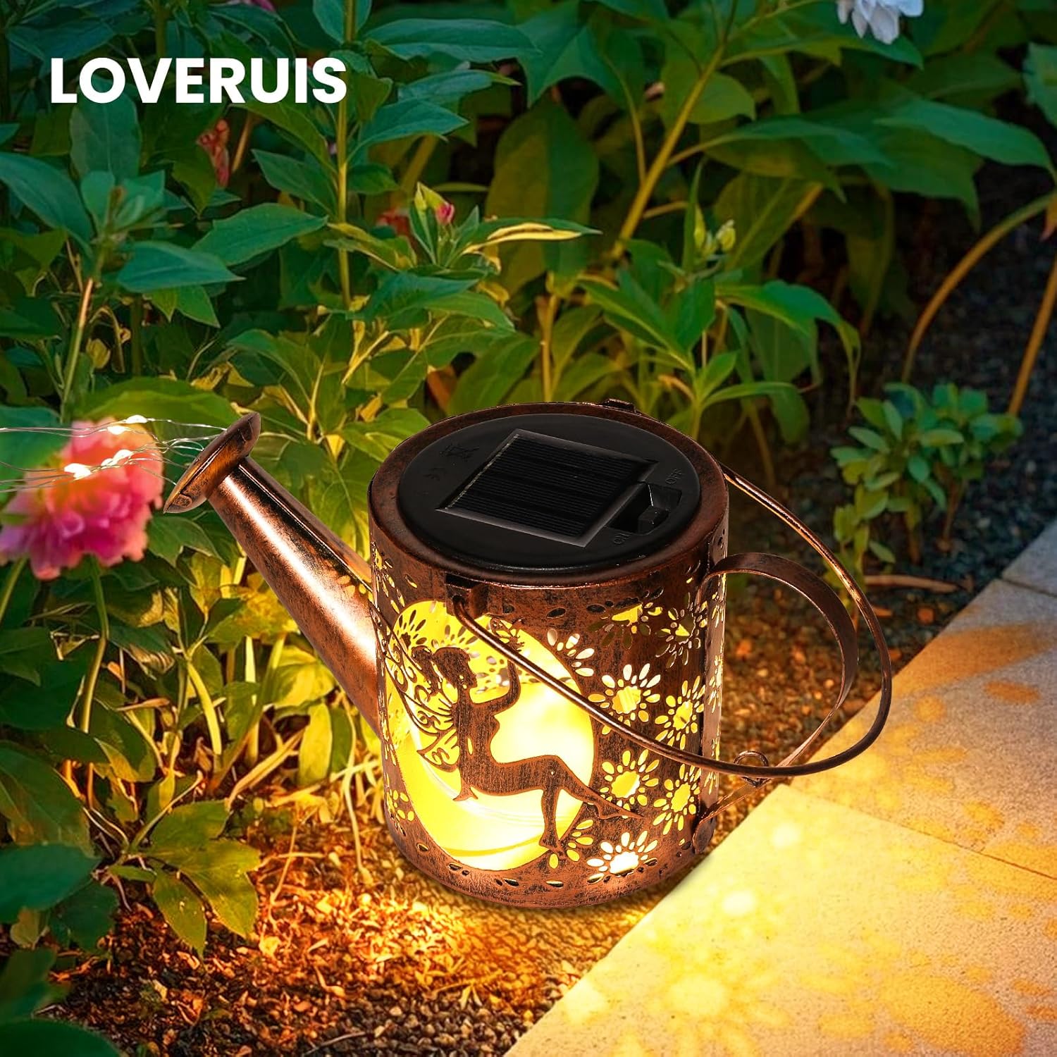 Cat Solar Watering Can Lights,Outdoor Hanging Solar Lights Lantern,Gifts for Mom Women Birthday Mother's Day,Garden Waterproof Garden Decor Outside Patio Yard Pathway Backyard